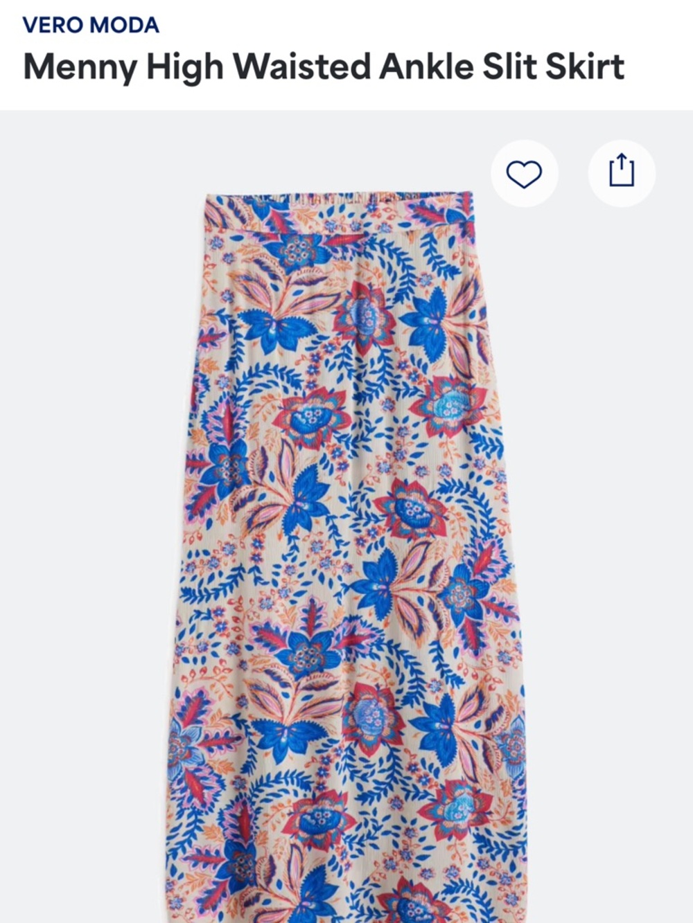 Vero Moda Blue and Cream Floral Maxi Skirt with Side Slit - Picture 5 of 10